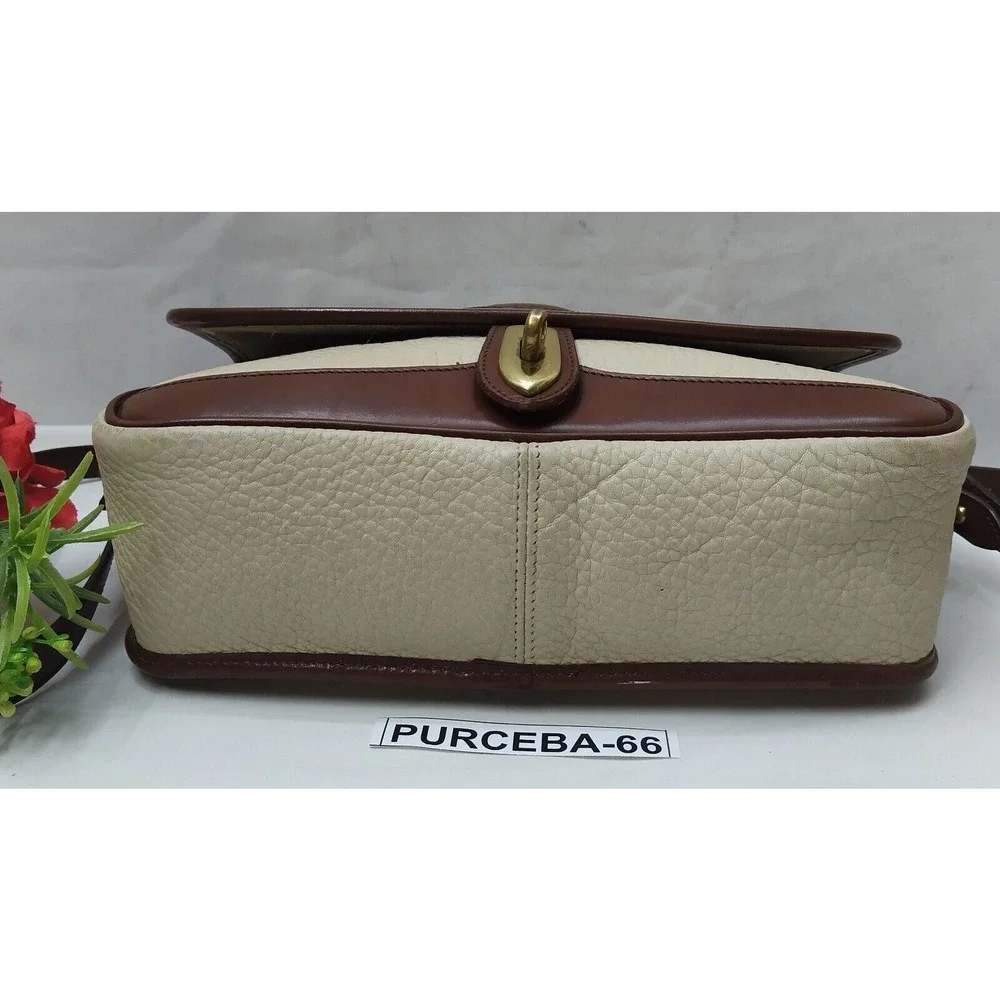 Dooney & Bourke Ivory Pebbled Leather Buckle Satchel Crossbody Bag - Made in USA
